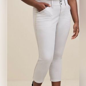 Crop aviator skinny stretch twill mid rise pants